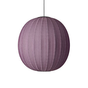 Rund burgunder pendellampe med strikket overflade, diameter 75 cm, højde 69 cm, dæmpbar LED.
